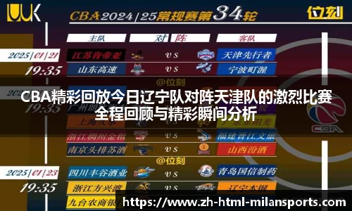 CBA精彩回放今日辽宁队对阵天津队的激烈比赛全程回顾与精彩瞬间分析